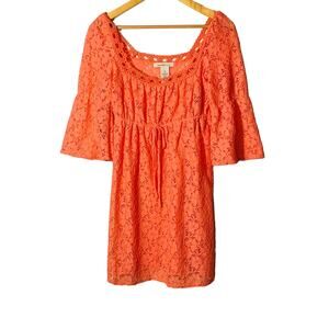 Laundry  Dress/cover-up Eyelet Lace Knee Length Empire Peasant Boho  S/P
